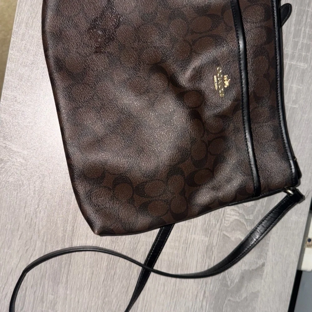 Coach Brown and Black Signature Crossbody Bag - Picture 2 of 5